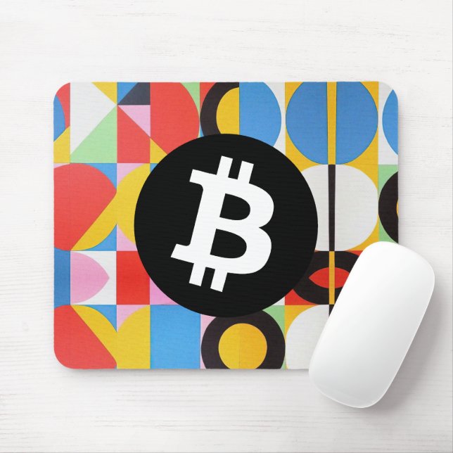 Farbiges Bitcoin-Muster Mousepad (Mit Mouse)
