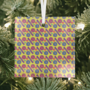 Farbiges Bitcoin-Muster Ornament Aus Glas