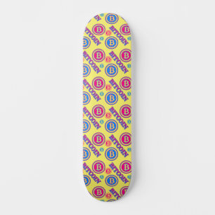Farbiges Bitcoin-Muster Skateboard