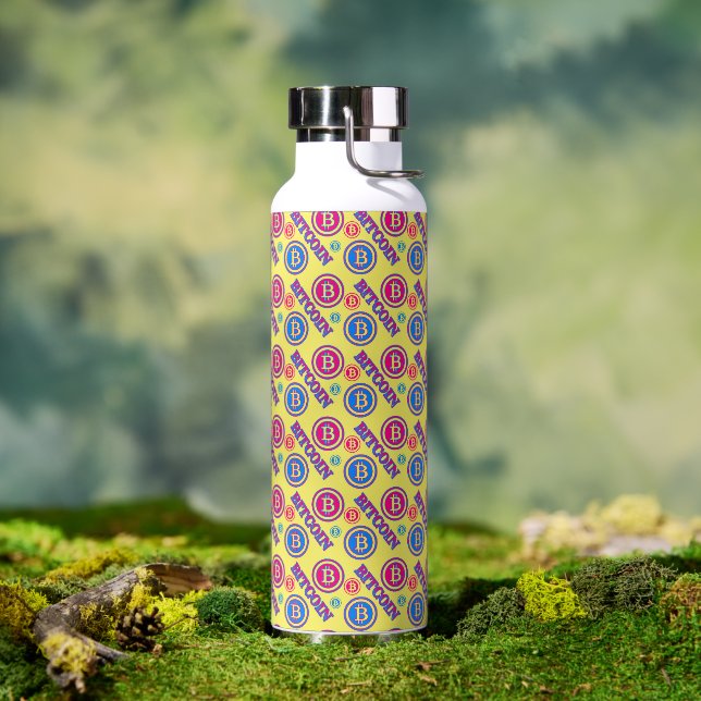 Farbiges Bitcoin-Muster Trinkflasche (Außenbereich)
