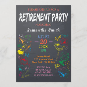 Farbiges Blackboard-Lehrer-Altersruhestand-Party Einladung