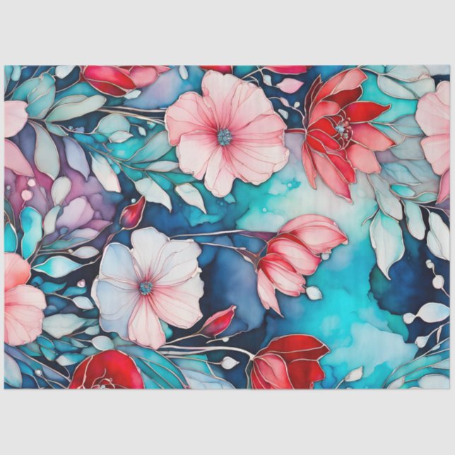 Farbiges Blatt Papier mit Blumenmuster (Vorderseite)