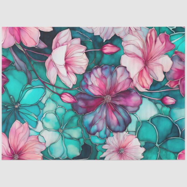 Farbiges Blatt Papier mit Blumenmuster (Vorderseite)