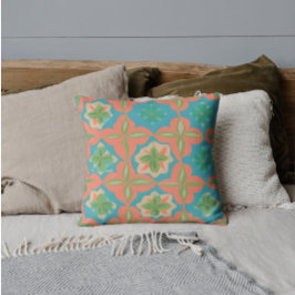 Farbiges Blau und Orange Kaleidoskopisches Muster Kissen