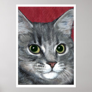 Farbiges Bleistiftzeichnen der Tabby-Katze ~ Poster