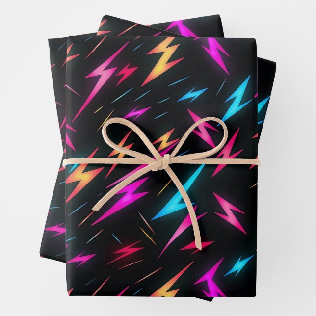 Farbiges Blitzmuster  Geschenkpapier Set (Beispiel)
