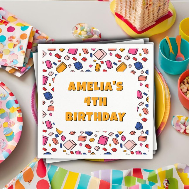 Farbiges Blockbrillenmuster Zeichne Kindergeburtst Serviette (Von Creator hochgeladen)
