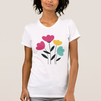 Farbiges Blumendesign - Modernes, Minimalistisches T-Shirt