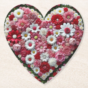 Farbiges, blumengeschmücktes Herz Untersetzer