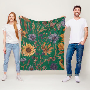 Farbiges Blumenmotiv Fleecedecke