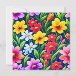 Farbiges Blumenmuster Einladung