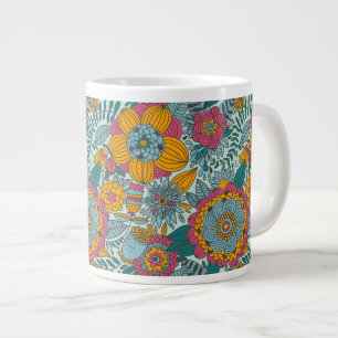 Farbiges Blumenmuster Jumbo-Tasse