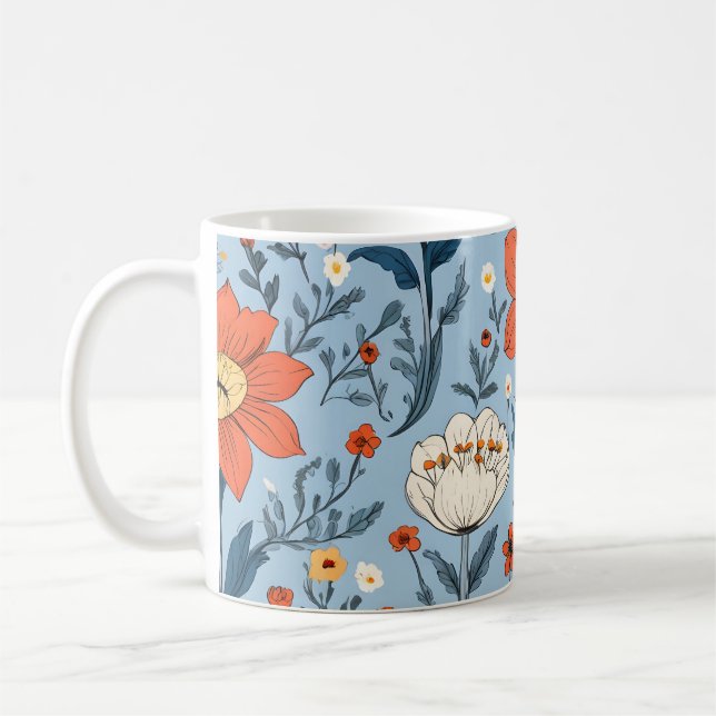 Farbiges Blumenmuster Kaffeetasse (Links)