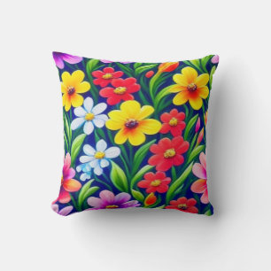 Farbiges Blumenmuster Kissen