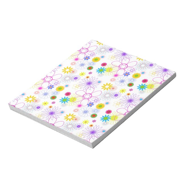 Farbiges Blumenmuster Notizblock (Rotiert)