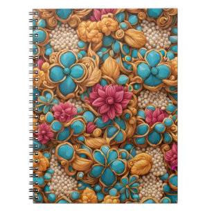 Farbiges Blumenmuster Notizblock