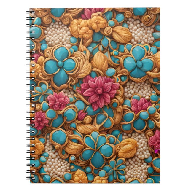 Farbiges Blumenmuster Notizblock (Vorderseite)