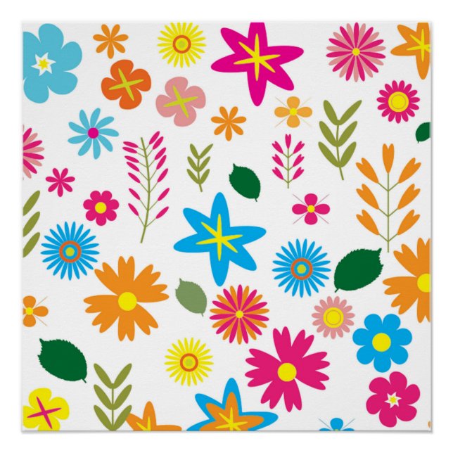 FARBIGES BLUMENMUSTER POSTER (Vorderseite)
