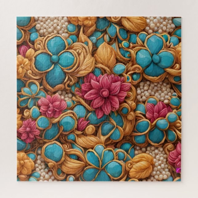 Farbiges Blumenmuster Puzzle (Vertikal)