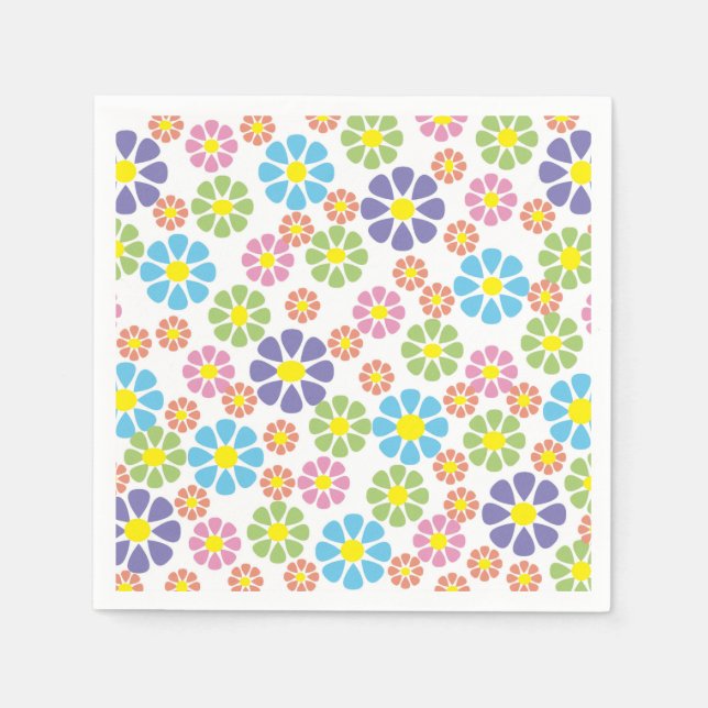 Farbiges Blumenmuster Serviette (Vorderseite)