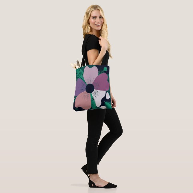 Farbiges Blumenmuster-Shopping-Tasche – Cute Moder (Am Model)