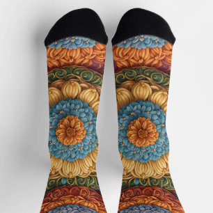 Farbiges Blumenmuster Socken