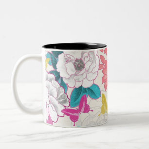 Farbiges Blumenmuster Zweifarbige Tasse