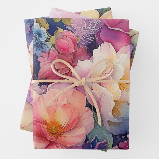 Farbiges Blumenpapier Geschenkpapier Set (Beispiel)