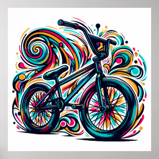 Farbiges Bmx Poster - Bmx Bike Bicycle - Graffiti