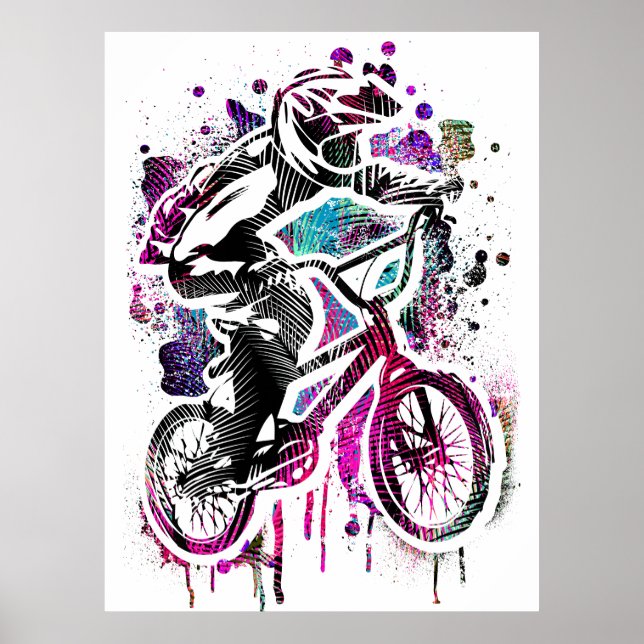 Farbiges Bmx Poster - Bmx Bike Bicycle - Retro (Vorne)