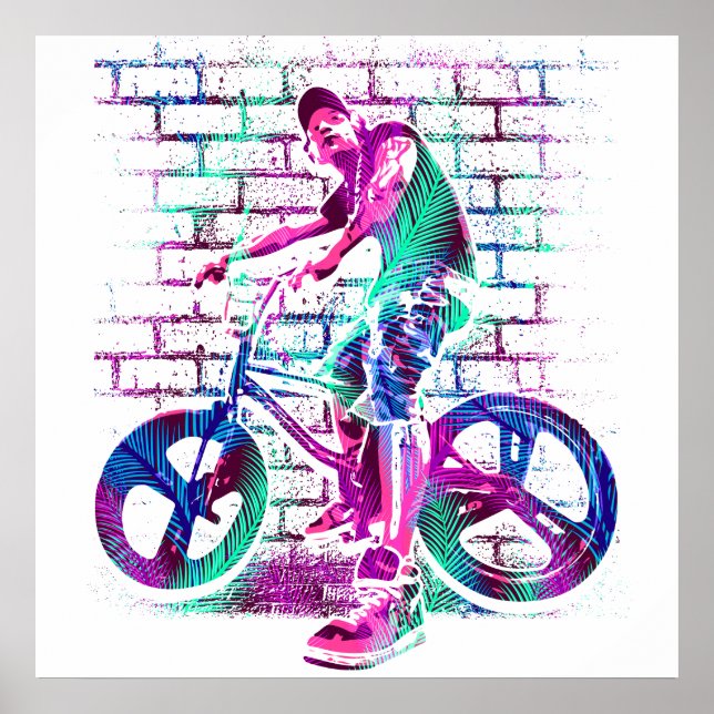 Farbiges Bmx Poster - Bmx Bike Bicycle - Urban (Vorne)