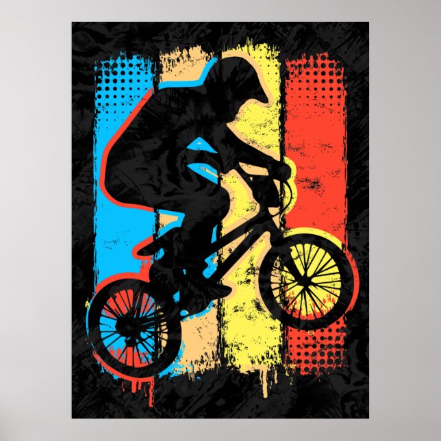Farbiges Bmx Poster - Retro Bmx Bike - Bmx Fahrrad (Vorne)