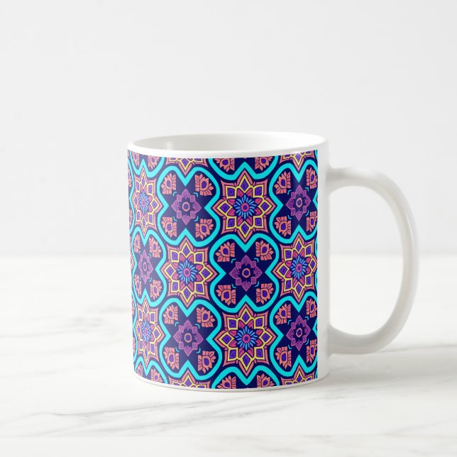 Farbiges Boho Geometrie-Muster Kaffeetasse (Rechts)
