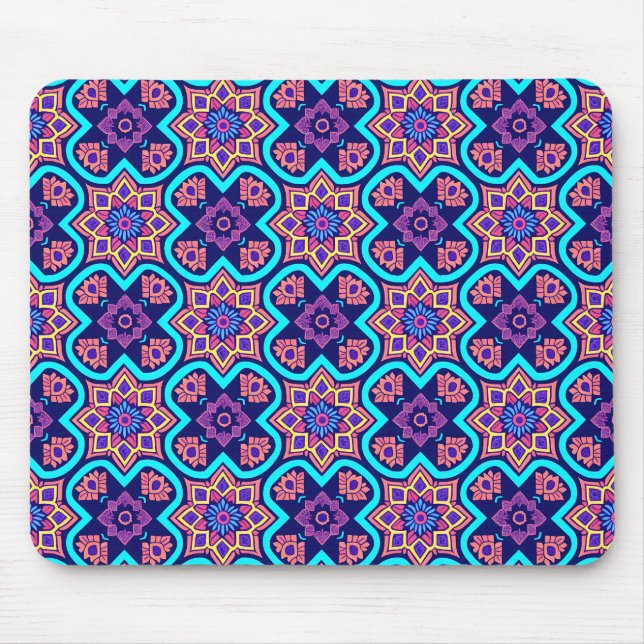 Farbiges Boho Geometrie-Muster Mousepad (Vorne)