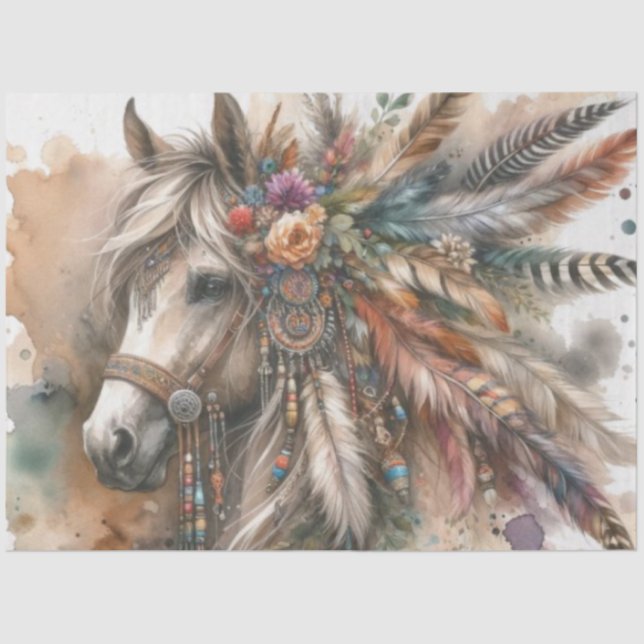 Farbiges Boho Horse Tissue Paper Seidenpapier (Vorderseite)