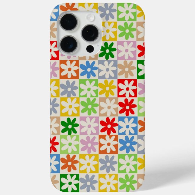 Farbiges, Bold Checkered Blume Y2K-Muster Case-Mate iPhone Hülle (Rückseite)