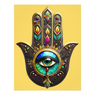 Farbiges Braun Gold Hamsa Regenbogenfarben Drittes Fotodruck