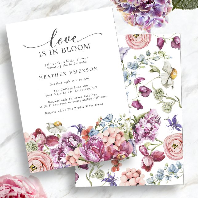 Farbiges Brautparty der Liebe Einladung (Colorful Wildflower Love In Bloom Bridal Shower Invitation by Painted Paperie
)