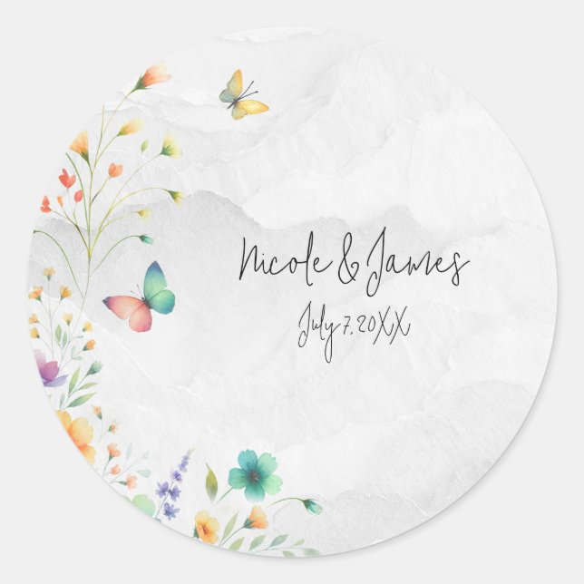 Farbiges Brautparty der Wasserfarben Runder Aufkleber (Vorderseite)
