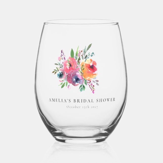 Farbiges Brautparty für Wasserfarben Weinglas Ohne Stiel (Vorderseite)
