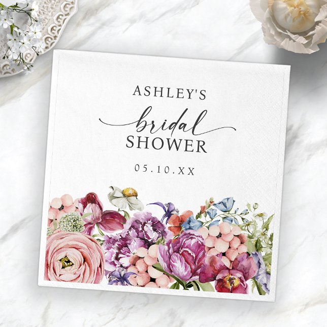 Farbiges Brautparty Serviette (Bright Jewel Tone Colorful Floral Bridal Shower Napkins by Painted Paperie
)