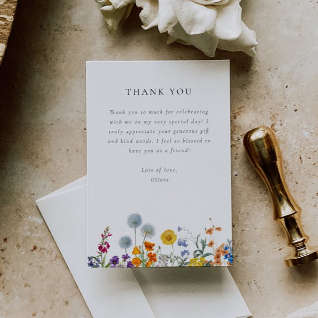 Farbiges Brautparty Vintager Wildblume Dankeskarte (Von Creator hochgeladen)