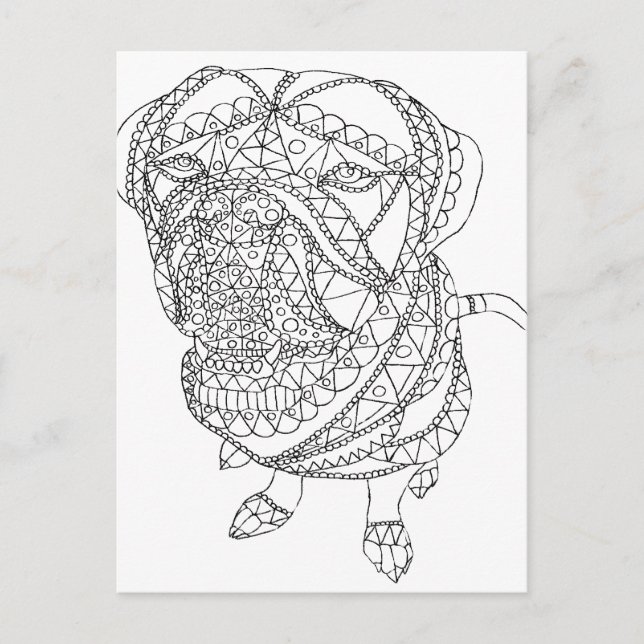 Farbiges Buchhund Sitzend farbig Zeichnend Postkarte (Vorderseite)