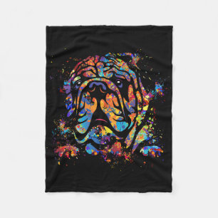 Farbiges Bulldog-Portrait Fleecedecke
