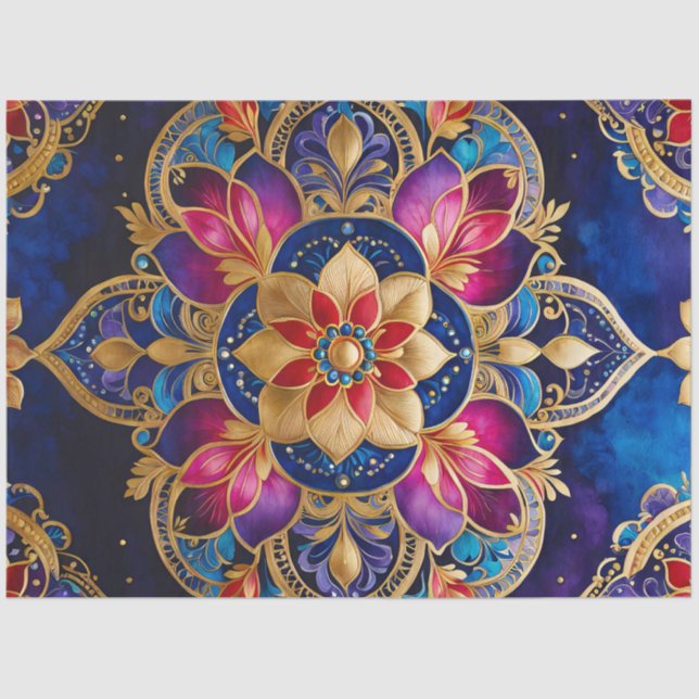 Farbiges Byzantinisches Juwel Art Tissue Seidenpapier (Vorderseite)