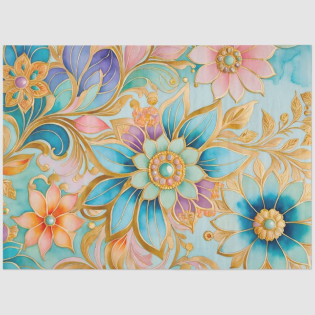 Farbiges Byzantinisches Juwel Art Tissue Seidenpapier (Vorderseite)