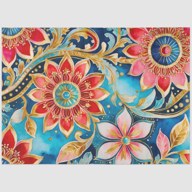 Farbiges Byzantinisches Juwel Art Tissue Seidenpapier (Vorderseite)