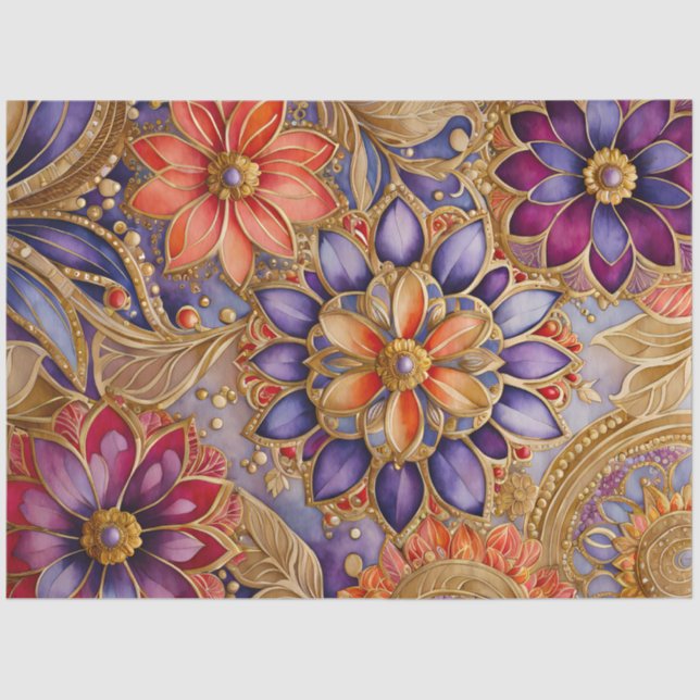 Farbiges Byzantinisches Juwel Art Tissue Seidenpapier (Vorderseite)