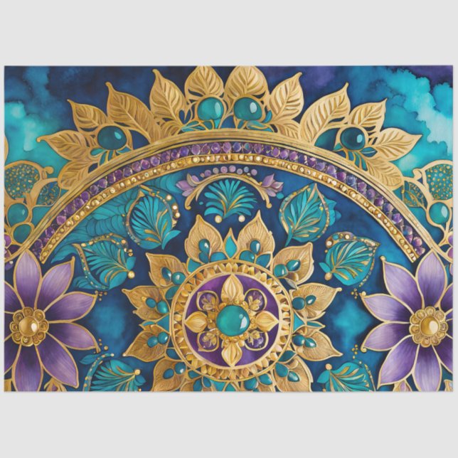 Farbiges Byzantinisches Juwel Art Tissue Seidenpapier (Vorderseite)