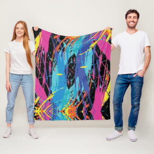 Farbiges Chaos: Splashes und Linien Fleecedecke